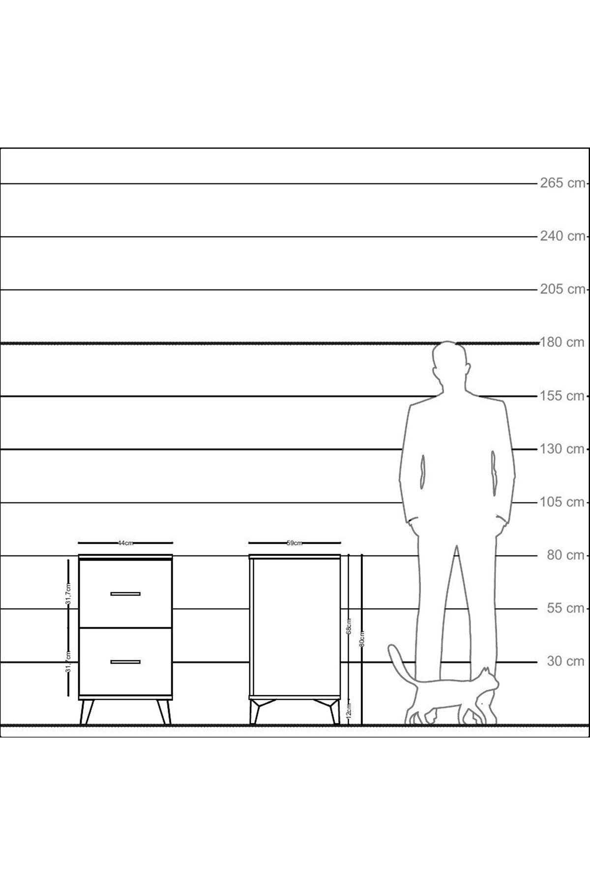 Kronos Komodin 2 Çekmeceli 44x59x80 Çam-Çam