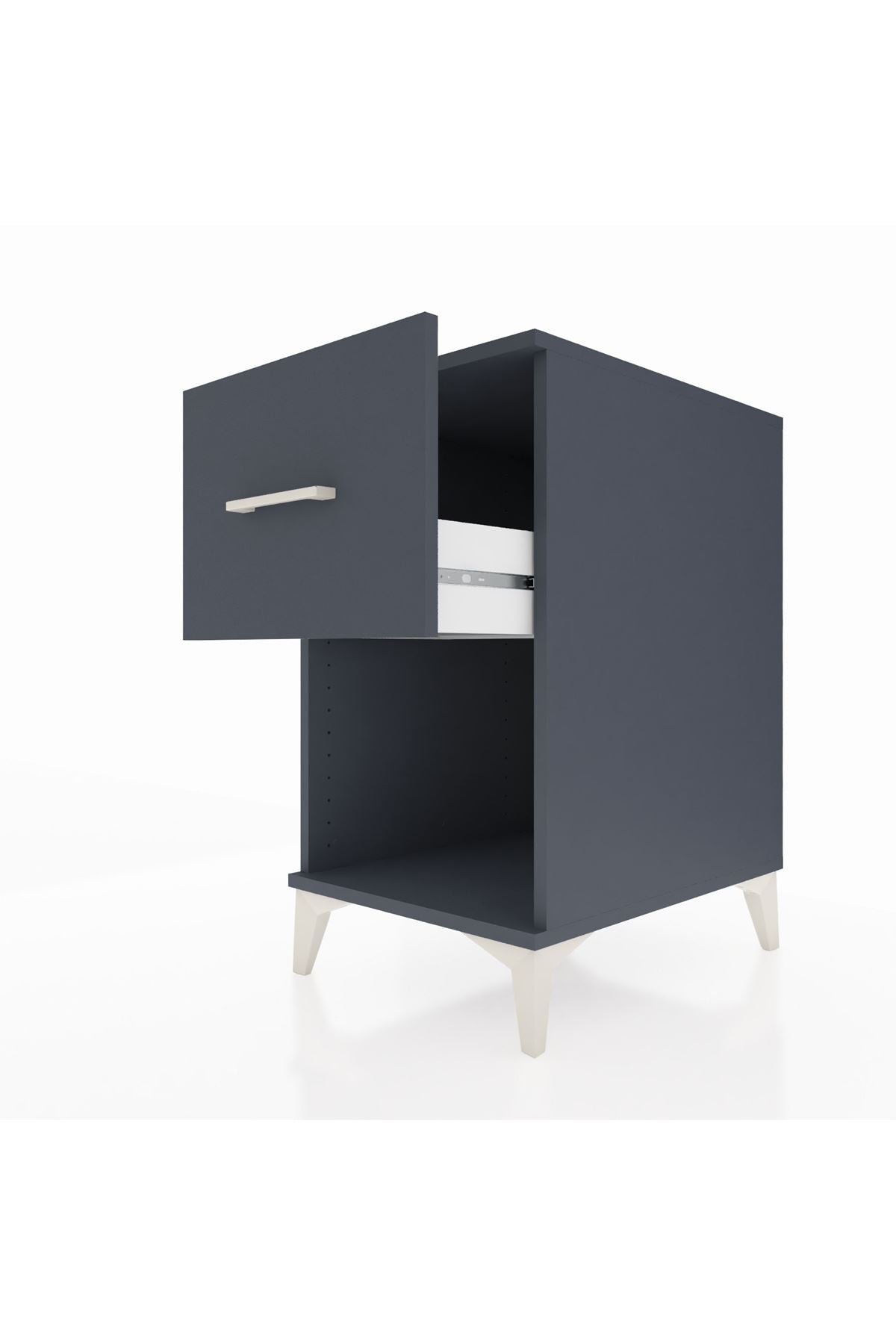 Kronos Komodin Tek Çekmeceli 44x59x80 Antrasit-Antrasit