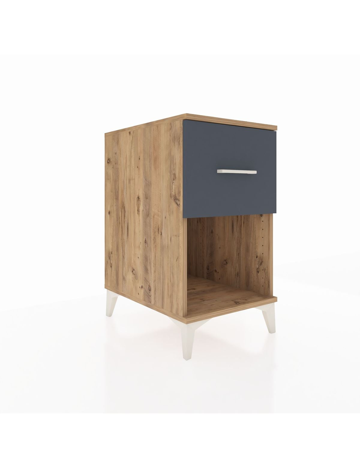 Kronos Komodin Tek Çekmeceli 44x59x80 Çam-Antrasit