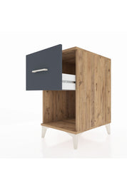 Kronos Komodin Tek Çekmeceli 44x59x80 Çam-Antrasit