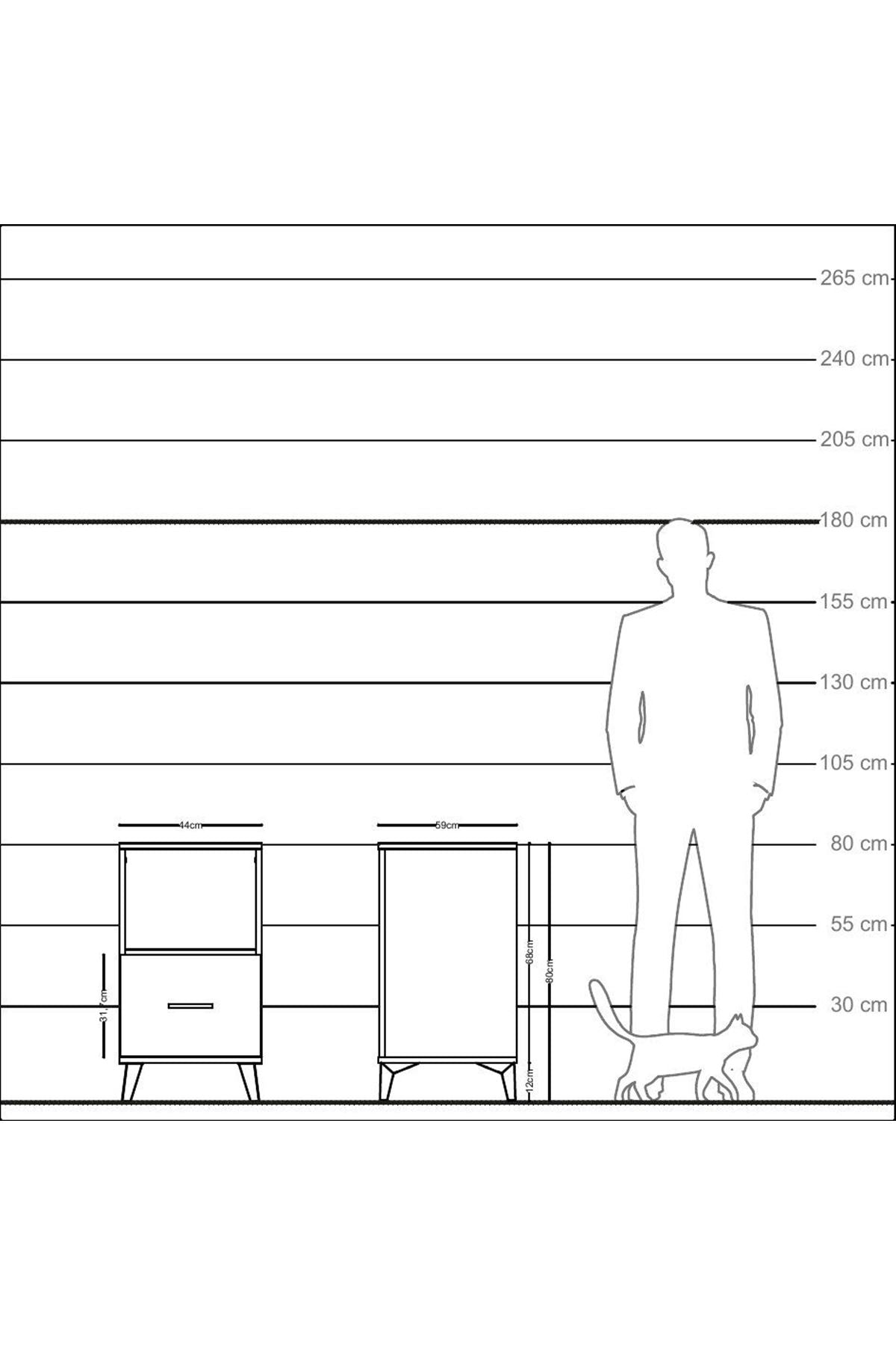 Kronos Komodin Tek Raflı Tek Çekmeceli 44x59x80 Aytaşı-Aytaşı