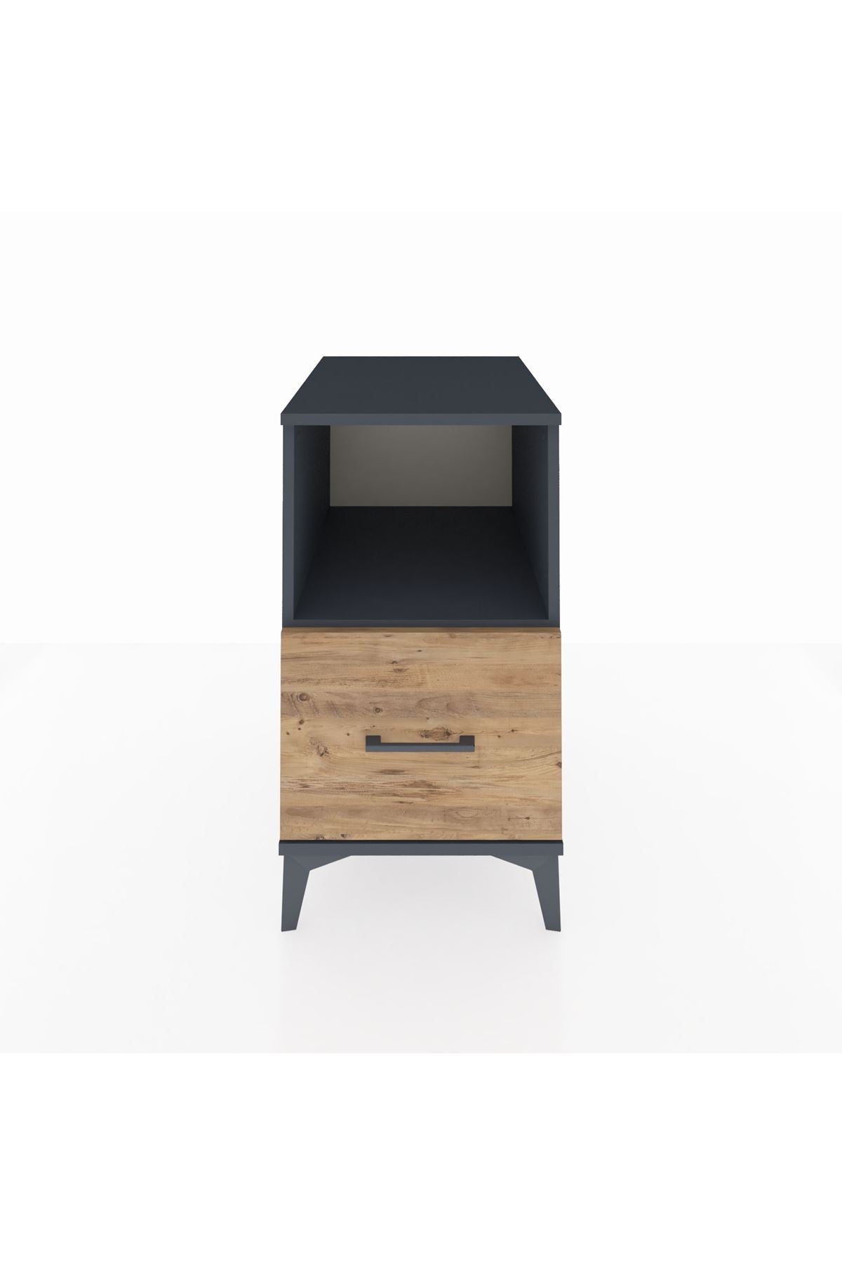 Kronos Komodin Tek Raflı Tek Çekmeceli 44x59x80 Antrasit-Çam