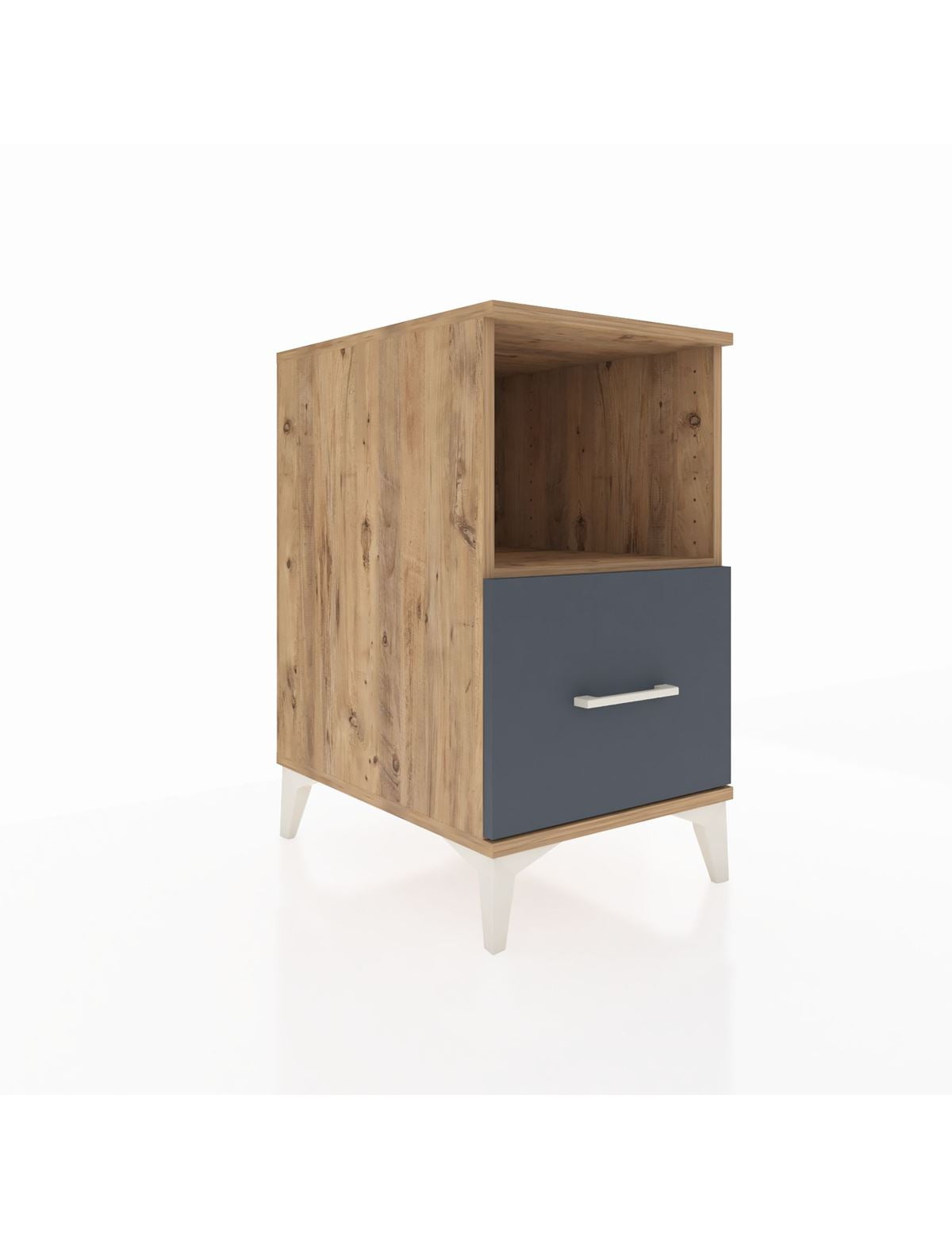 Kronos Komodin Tek Raflı Tek Çekmeceli 44x59x80 Çam-Antrasit