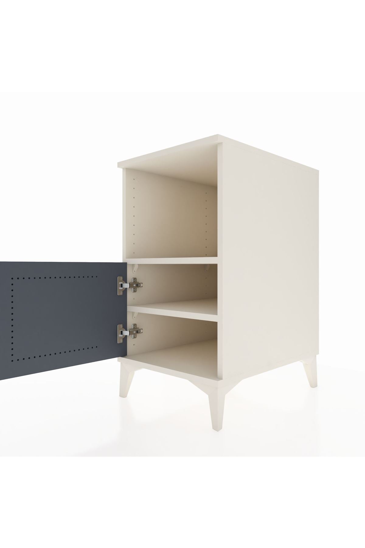 Kronos Komodin 2 Raflı Tek Kapaklı 44x59x80 Aytaşı-Antrasit