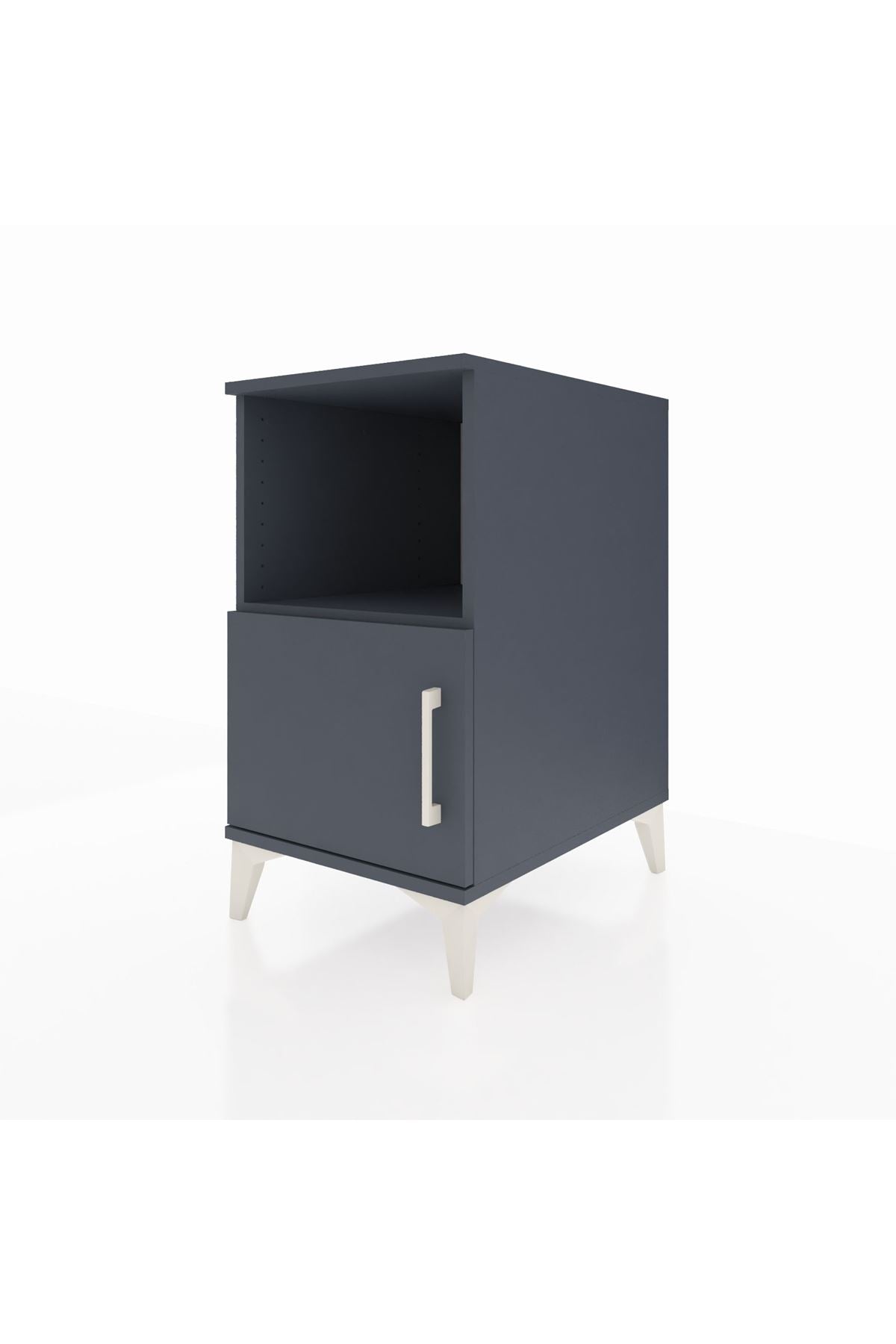 Kronos Komodin 2 Raflı Tek Kapaklı 44x59x80 Antrasit-Antrasit