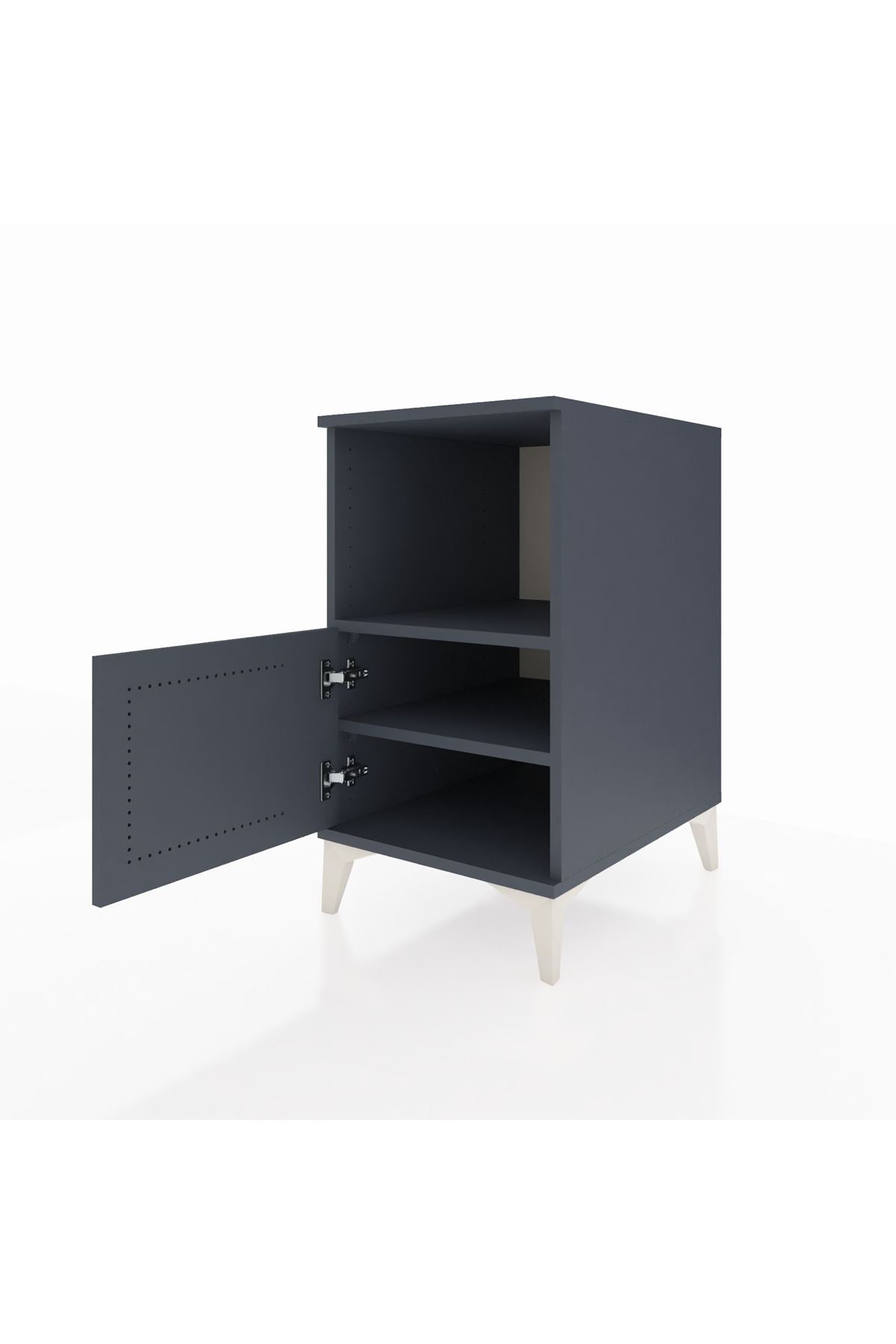 Kronos Komodin 2 Raflı Tek Kapaklı 44x59x80 Antrasit-Antrasit