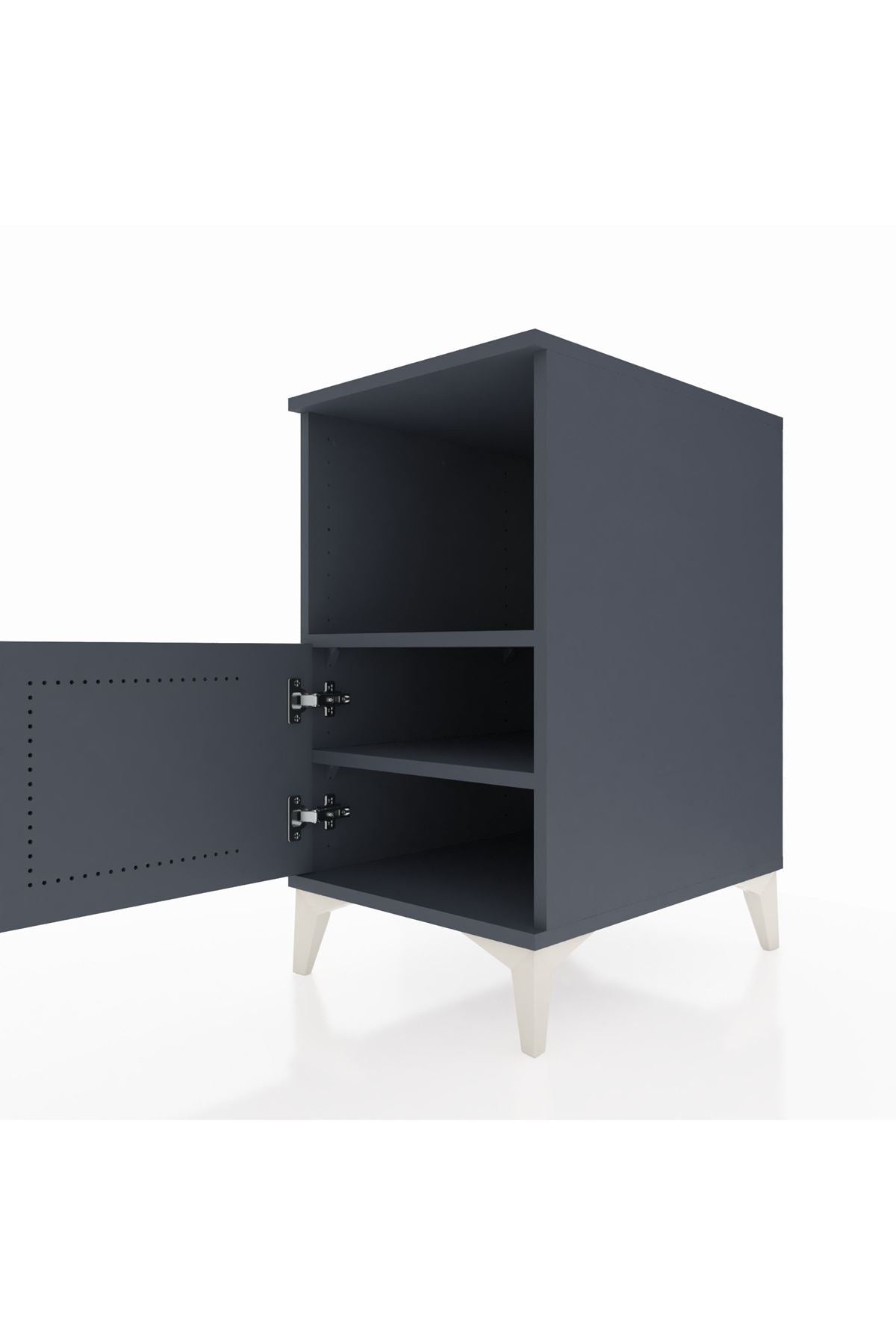 Kronos Komodin 2 Raflı Tek Kapaklı 44x59x80 Antrasit-Antrasit