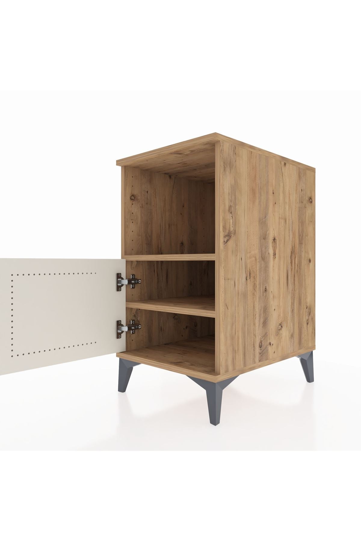 Kronos Komodin 2 Raflı Tek Kapaklı 44x59x80 Çam-Aytaşı