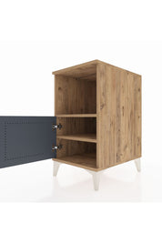 Kronos Komodin 2 Raflı Tek Kapaklı 44x59x80 Çam-Antrasit