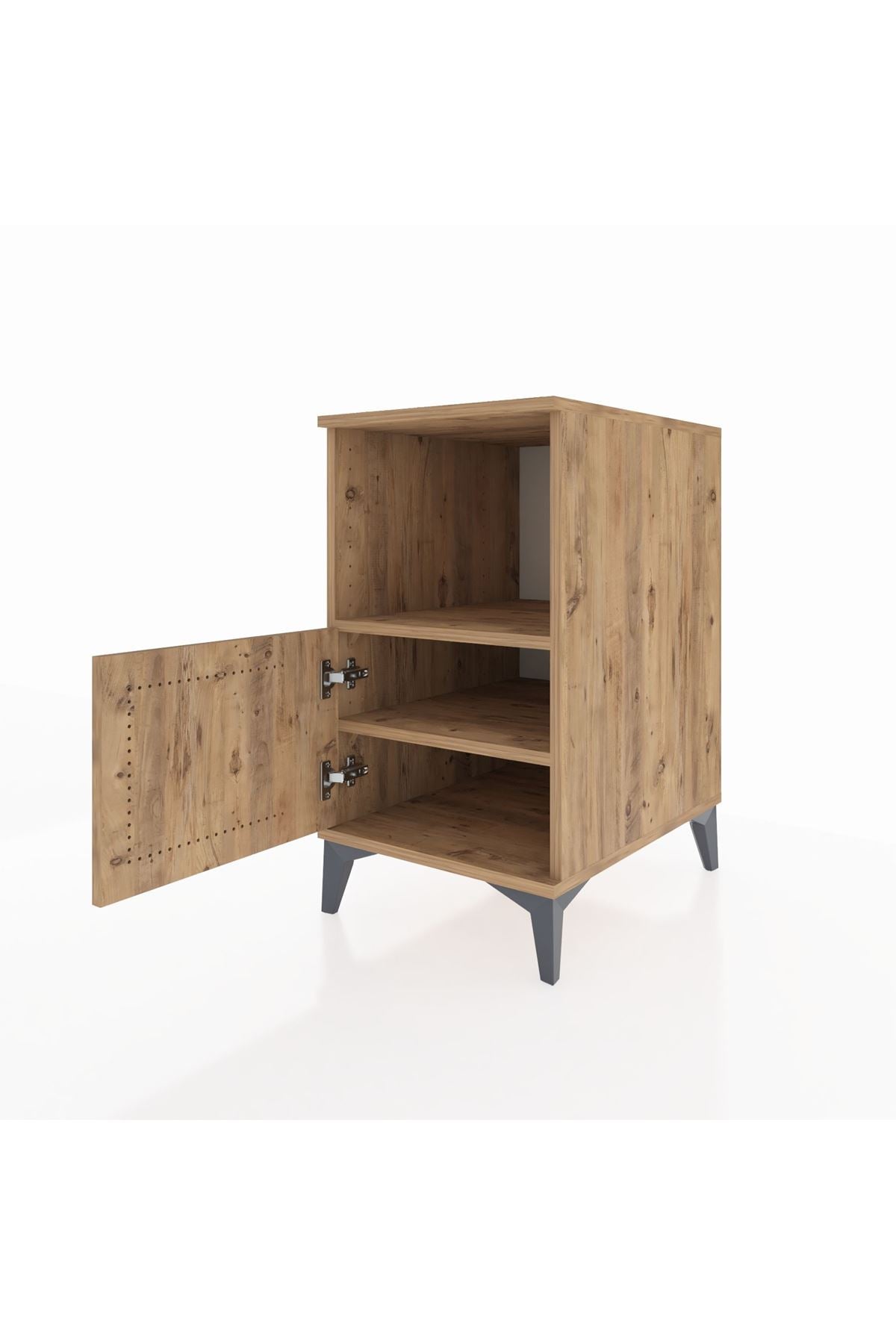 Kronos Komodin 2 Raflı Tek Kapaklı 44x59x80 Çam-Çam