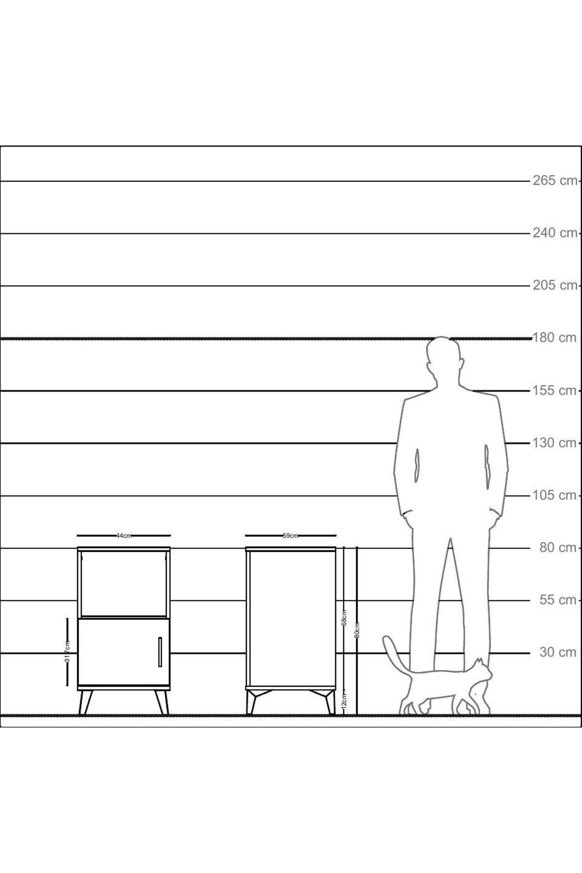 Kronos Komodin 2 Raflı Tek Kapaklı 44x59x80 Çam-Çam