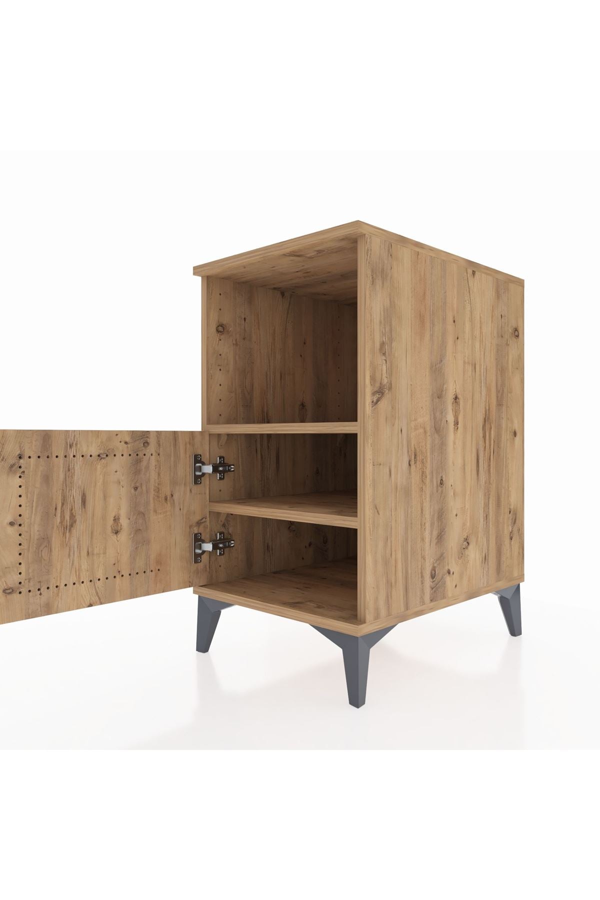 Kronos Komodin 2 Raflı Tek Kapaklı 44x59x80 Çam-Çam