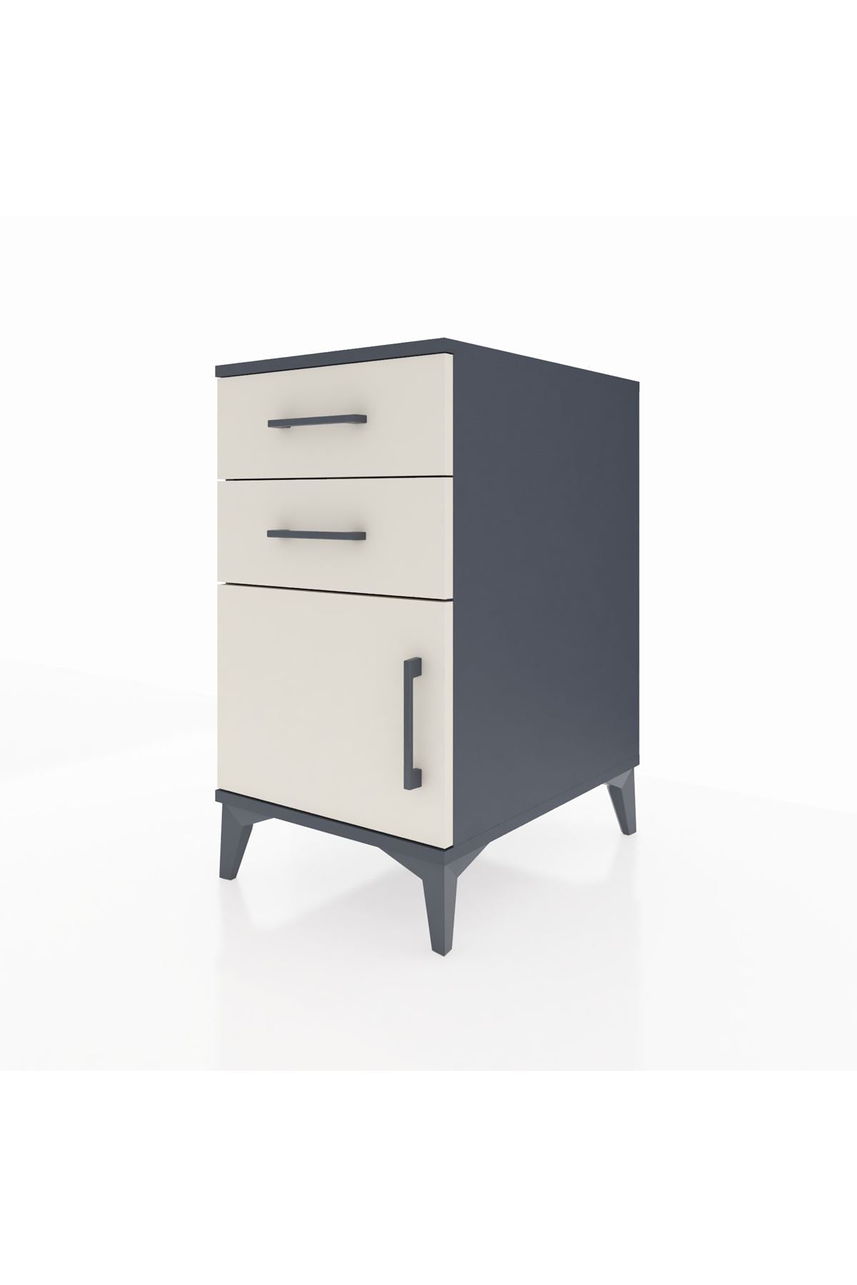 Kronos Komodin Tek Raflı 2 Çekmeceli Tek Kapaklı 44x59x80 Antrasit-Aytaşı