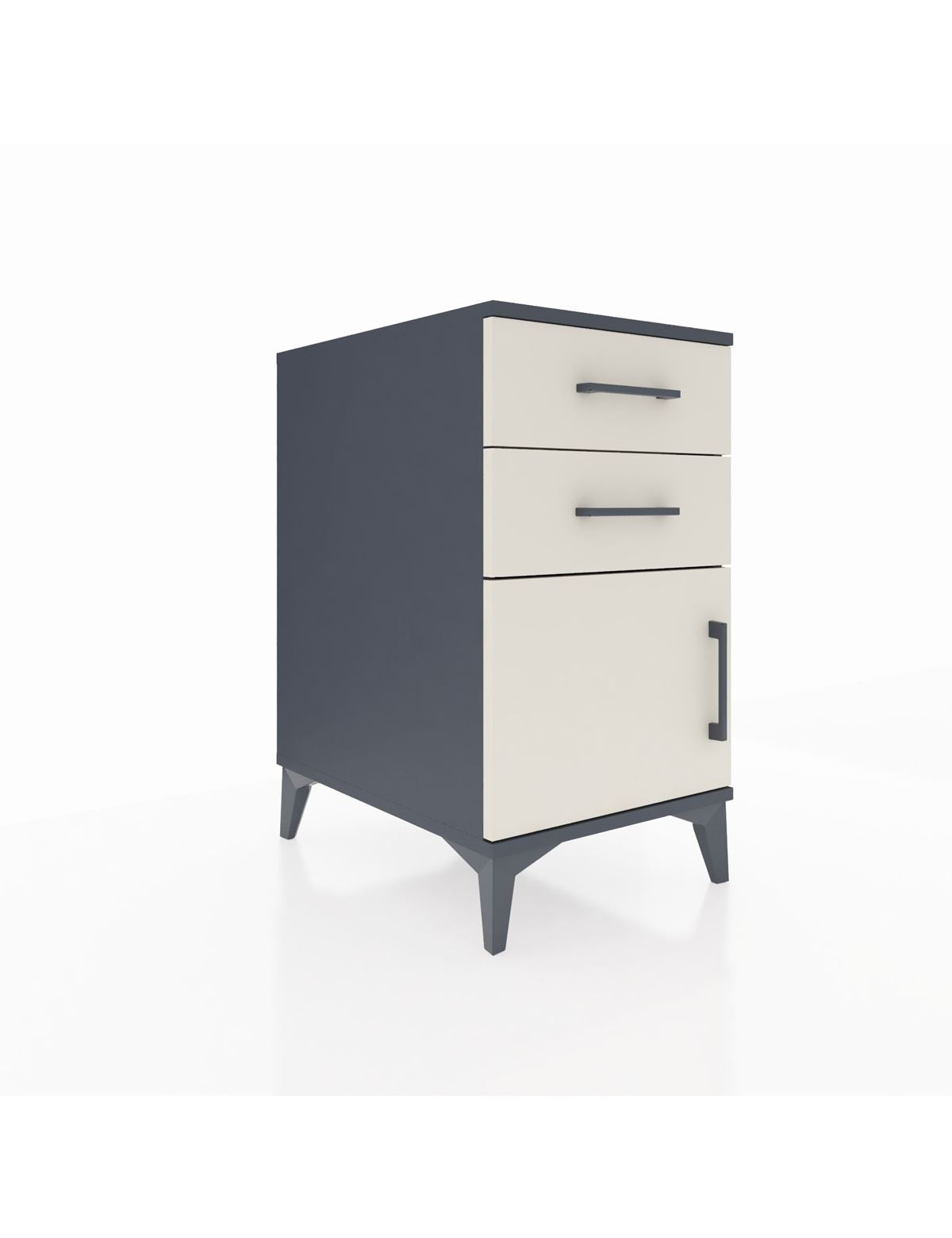 Kronos Komodin Tek Raflı 2 Çekmeceli Tek Kapaklı 44x59x80 Antrasit-Aytaşı