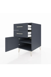 Kronos Komodin Tek Raflı 2 Çekmeceli Tek Kapaklı 44x59x80 Antrasit-Antrasit