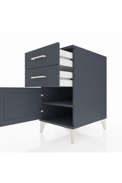 Kronos Komodin Tek Raflı 2 Çekmeceli Tek Kapaklı 44x59x80 Antrasit-Antrasit