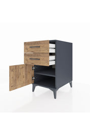 Kronos Komodin Tek Raflı 2 Çekmeceli Tek Kapaklı 44x59x80 Antrasit-Çam