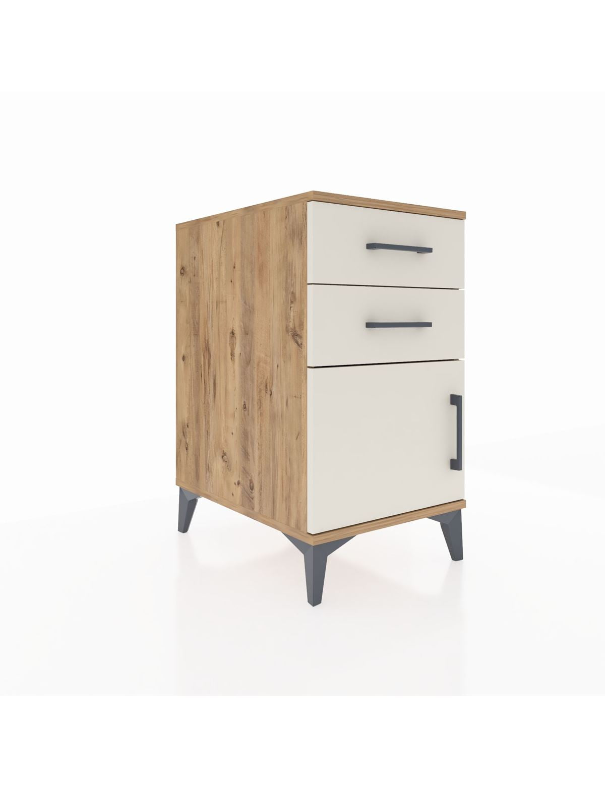 Kronos Komodin Tek Raflı 2 Çekmeceli Tek Kapaklı 44x59x80 Çam-Aytaşı