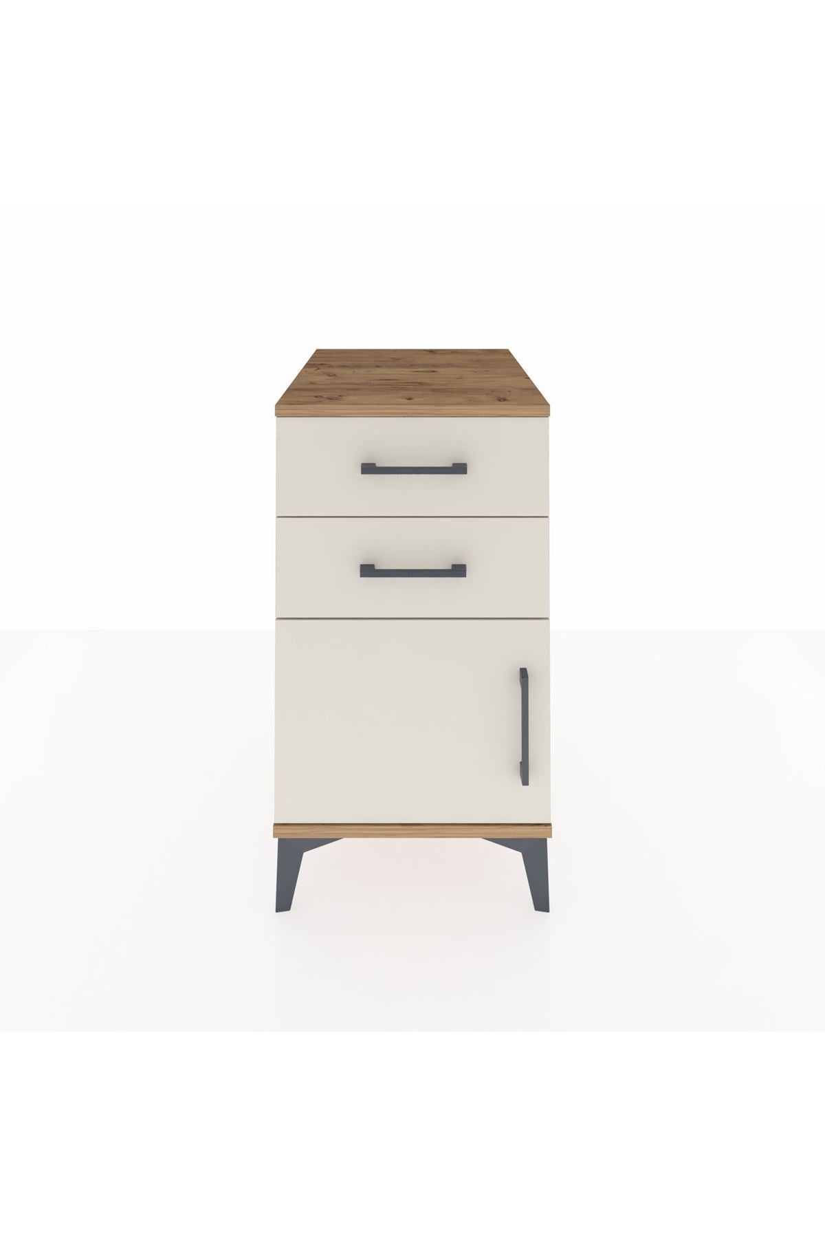 Kronos Komodin Tek Raflı 2 Çekmeceli Tek Kapaklı 44x59x80 Çam-Aytaşı