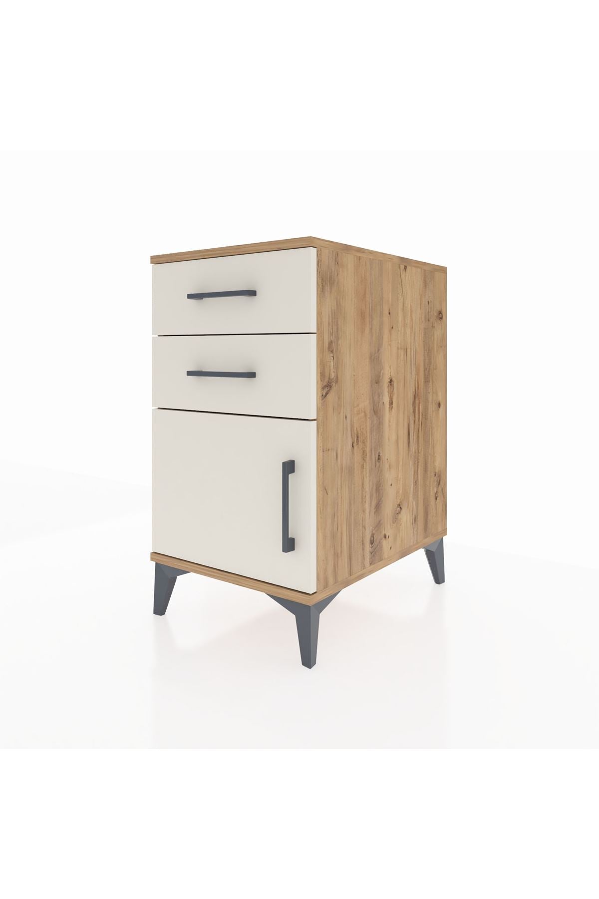 Kronos Komodin Tek Raflı 2 Çekmeceli Tek Kapaklı 44x59x80 Çam-Aytaşı