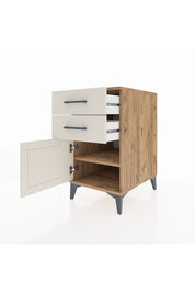 Kronos Komodin Tek Raflı 2 Çekmeceli Tek Kapaklı 44x59x80 Çam-Aytaşı