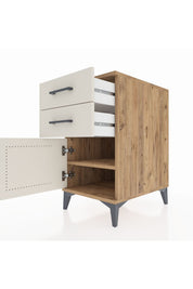 Kronos Komodin Tek Raflı 2 Çekmeceli Tek Kapaklı 44x59x80 Çam-Aytaşı