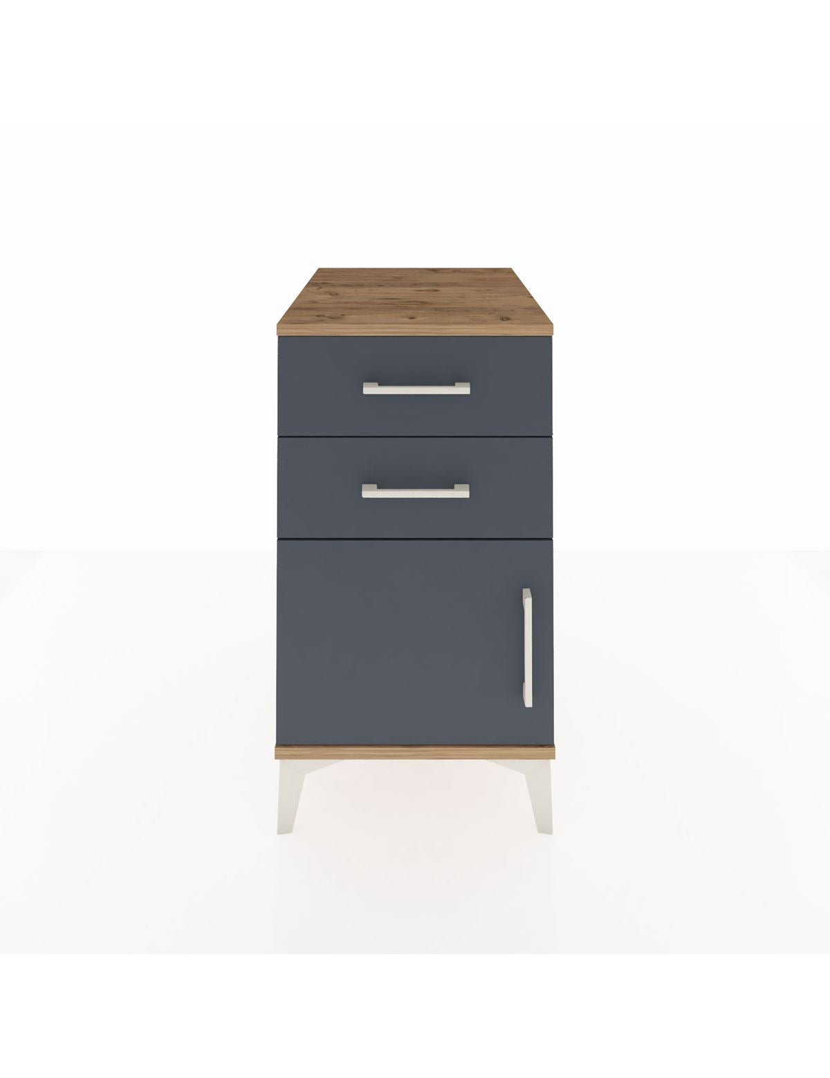 Kronos Komodin Tek Raflı 2 Çekmeceli Tek Kapaklı 44x59x80 Çam-Antrasit