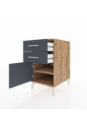 Kronos Komodin Tek Raflı 2 Çekmeceli Tek Kapaklı 44x59x80 Çam-Antrasit