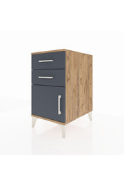 Kronos Komodin Tek Raflı 2 Çekmeceli Tek Kapaklı 44x59x80 Çam-Antrasit