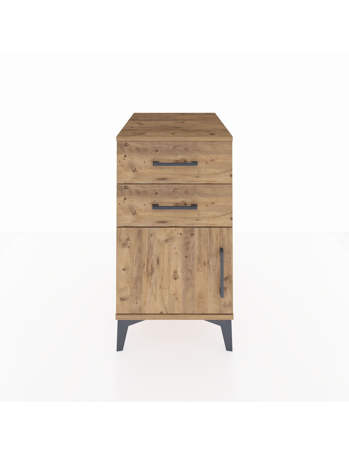 Kronos Komodin Tek Raflı 2 Çekmeceli Tek Kapaklı 44x59x80 Çam-Çam