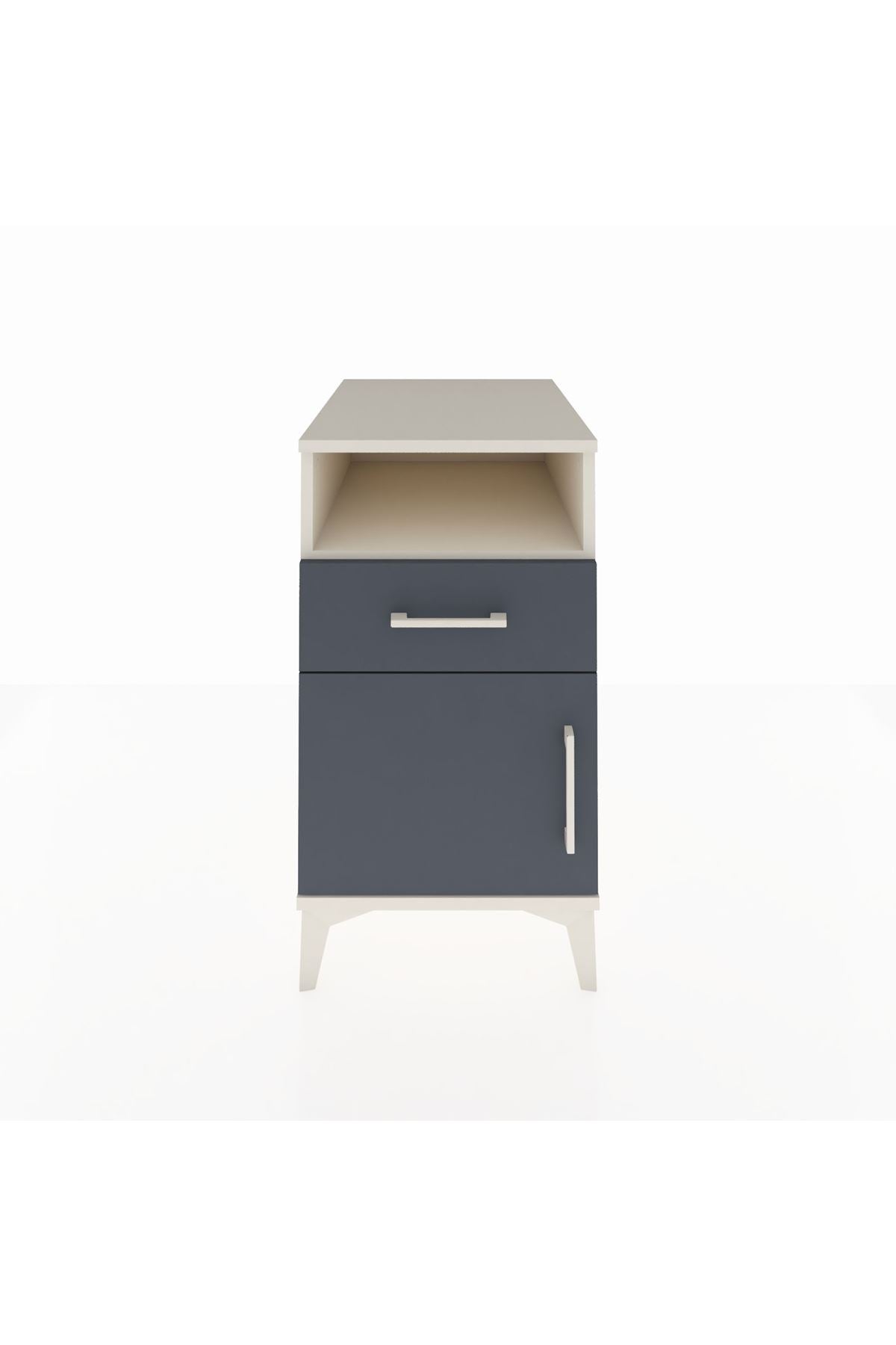 Kronos Komodin Tek Raflı Tek Çekmeceli Tek Kapaklı 44x59x80 Aytaşı-Antrasit