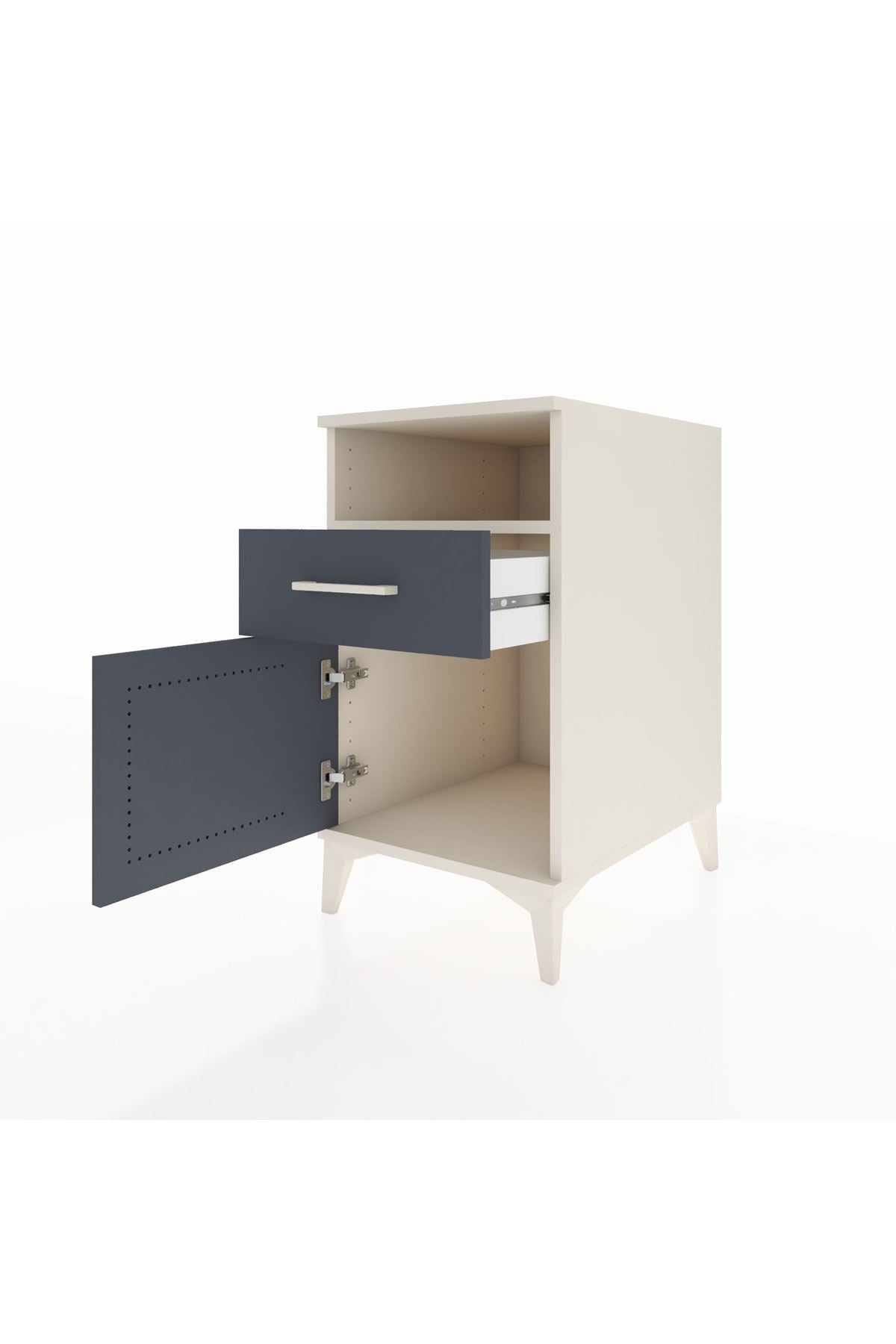 Kronos Komodin Tek Raflı Tek Çekmeceli Tek Kapaklı 44x59x80 Aytaşı-Antrasit