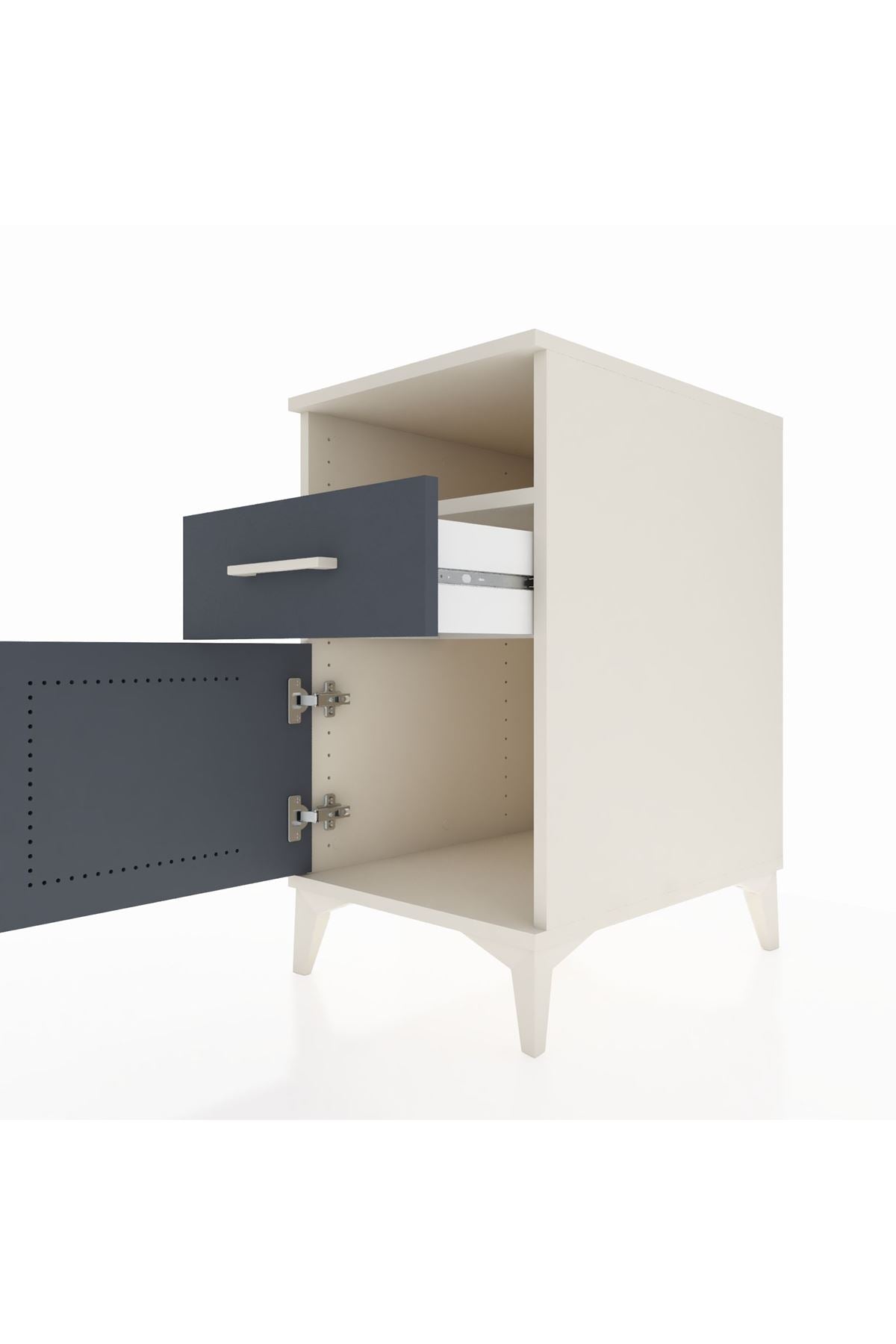 Kronos Komodin Tek Raflı Tek Çekmeceli Tek Kapaklı 44x59x80 Aytaşı-Antrasit