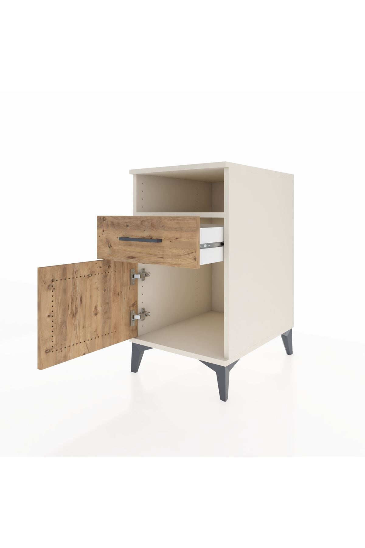 Kronos Komodin Tek Raflı Tek Çekmeceli Tek Kapaklı 44x59x80 Aytaşı-Çam