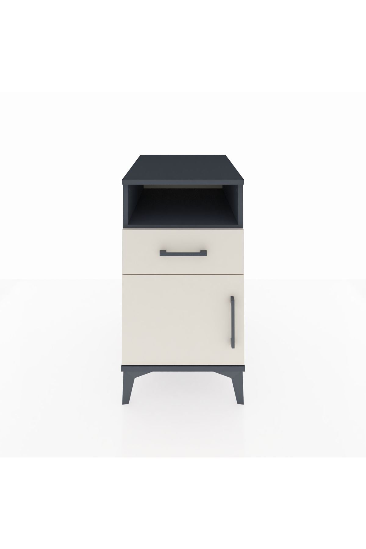 Kronos Komodin Tek Raflı Tek Çekmeceli Tek Kapaklı 44x59x80 Antrasit-Aytaşı