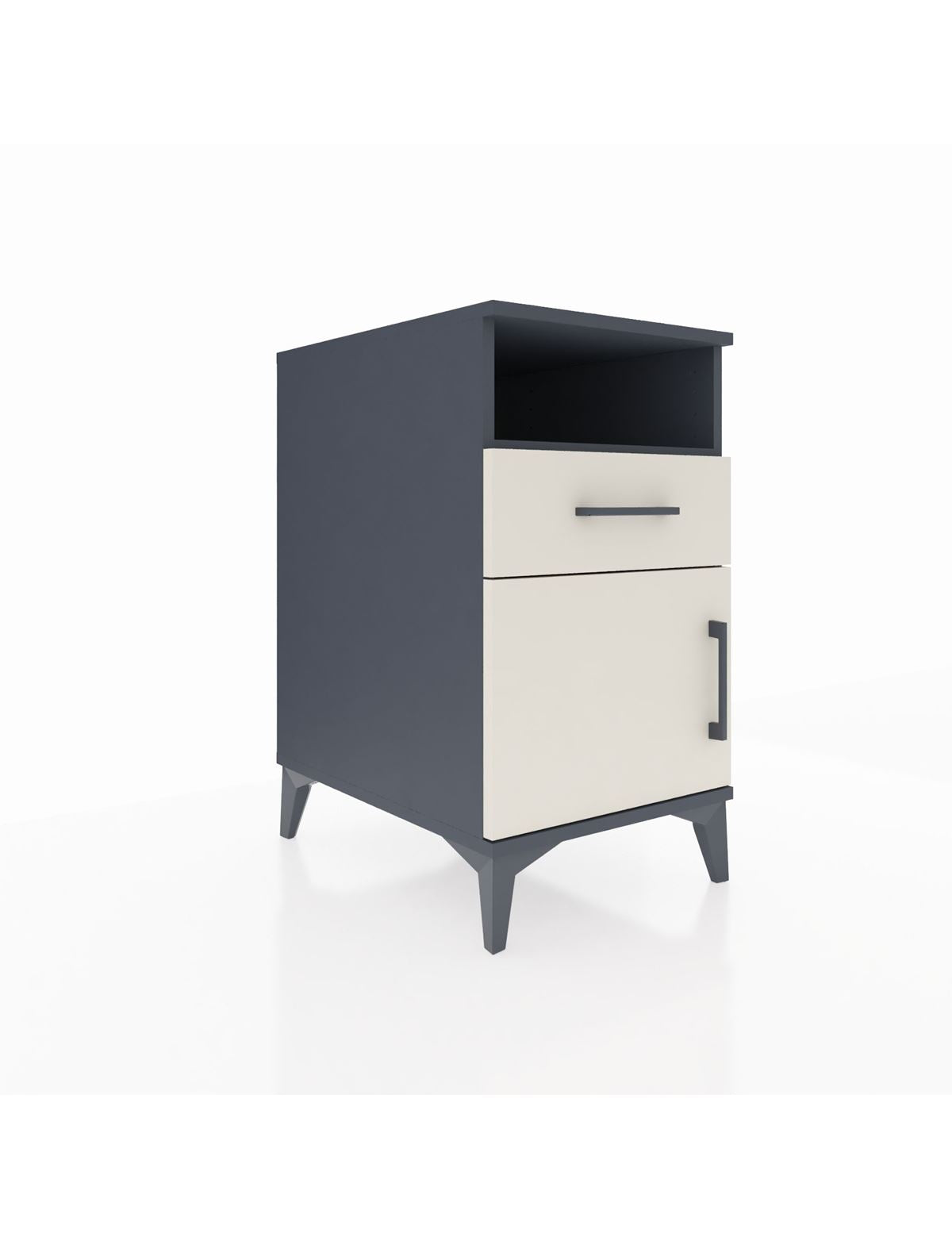 Kronos Komodin Tek Raflı Tek Çekmeceli Tek Kapaklı 44x59x80 Antrasit-Aytaşı