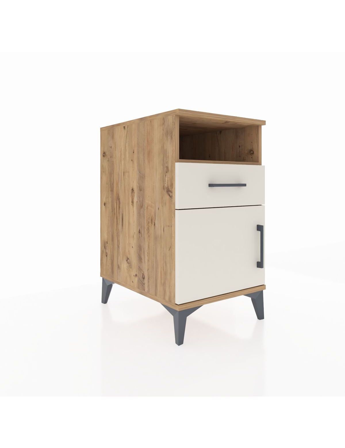 Kronos Komodin Tek Raflı Tek Çekmeceli Tek Kapaklı 44x59x80 Çam-Aytaşı