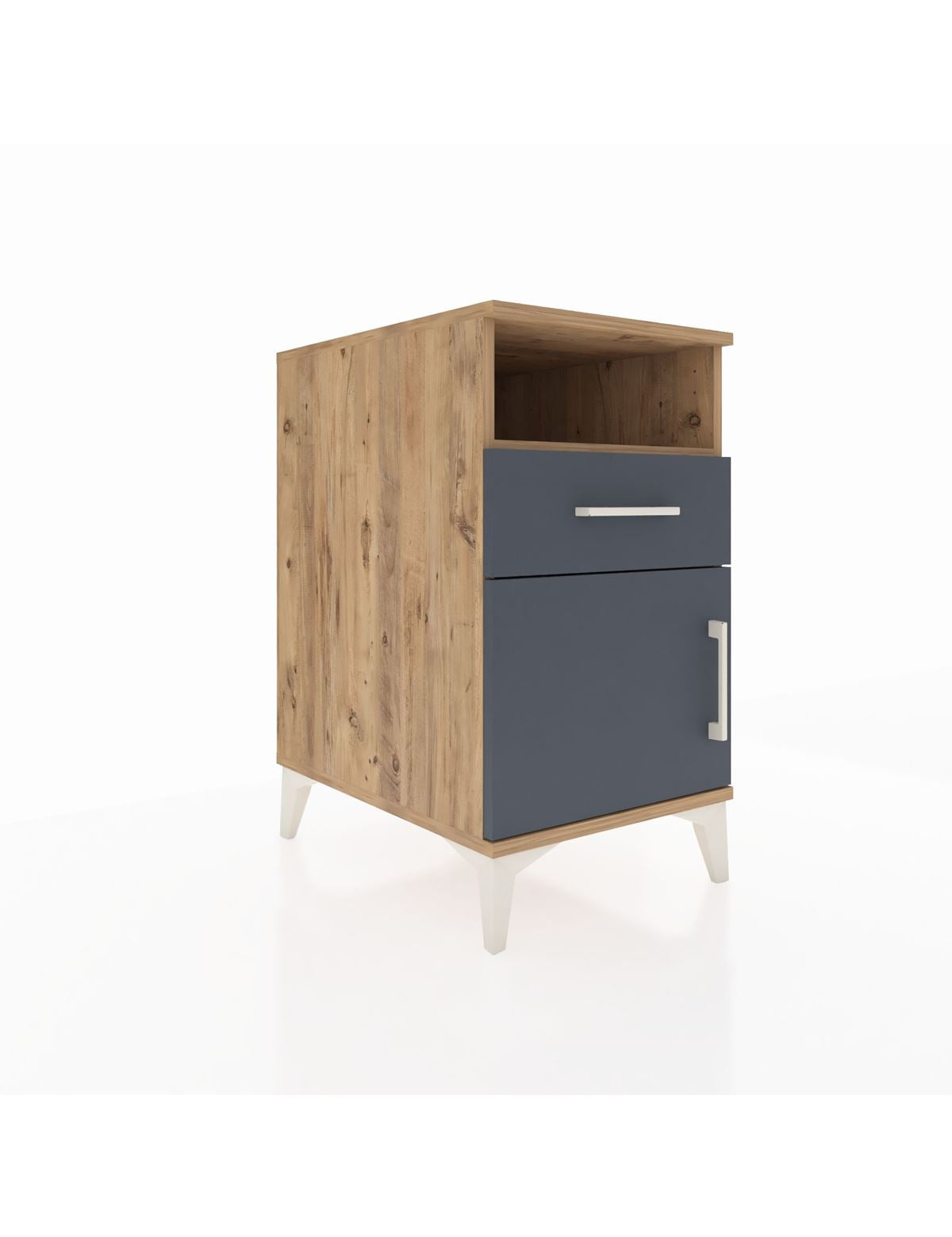 Kronos Komodin Tek Raflı Tek Çekmeceli Tek Kapaklı 44x59x80 Çam-Antrasit