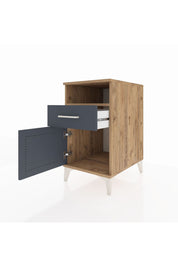 Kronos Komodin Tek Raflı Tek Çekmeceli Tek Kapaklı 44x59x80 Çam-Antrasit