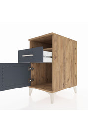 Kronos Komodin Tek Raflı Tek Çekmeceli Tek Kapaklı 44x59x80 Çam-Antrasit