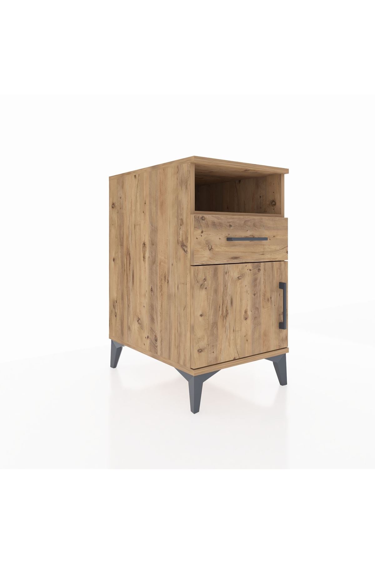 Kronos Komodin Tek Raflı Tek Çekmeceli Tek Kapaklı 44x59x80 Çam-Çam