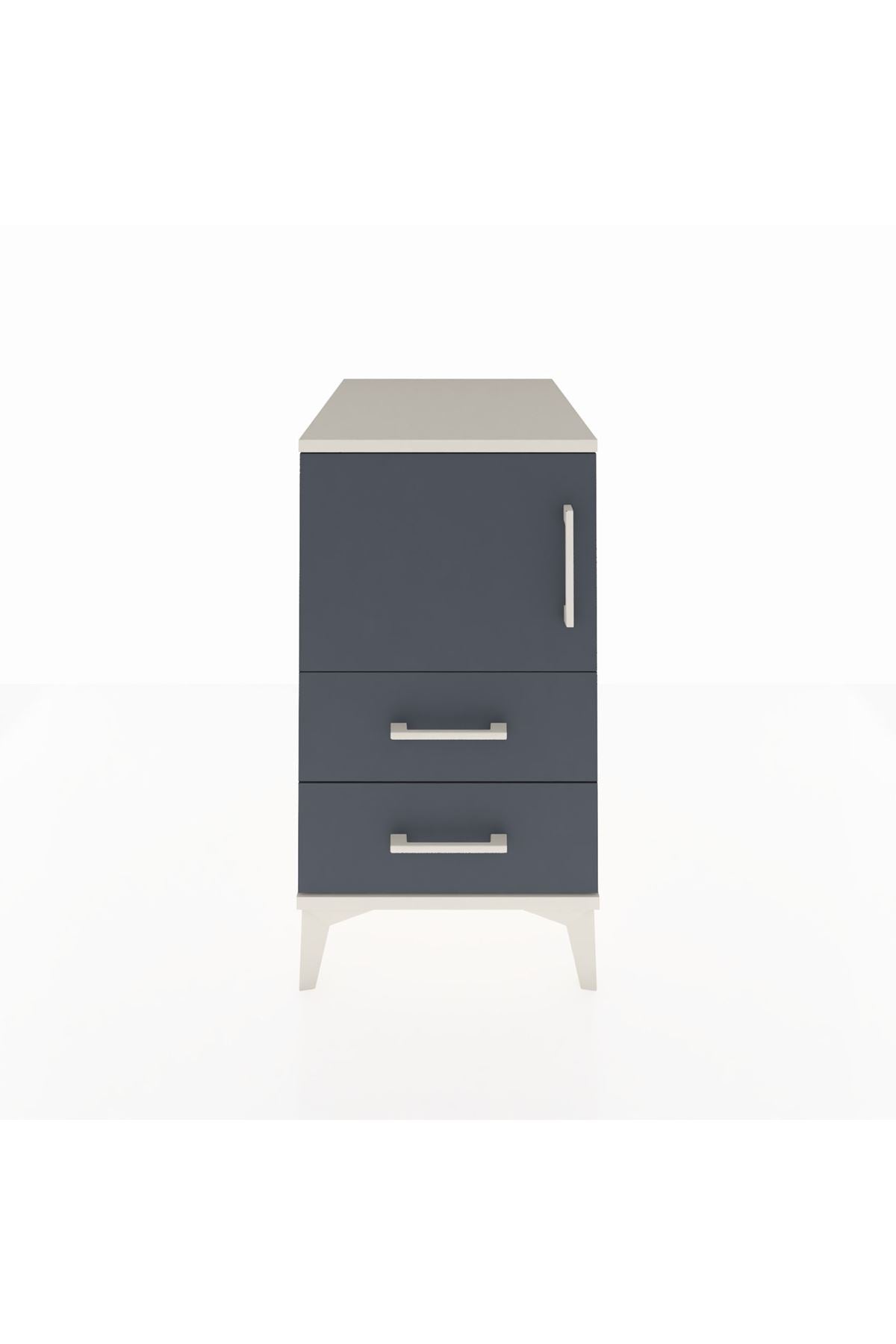 Kronos Komodin 2 Raflı 2 Çekmeceli Tek Kapaklı 44x59x80 Aytaşı-Antrasit