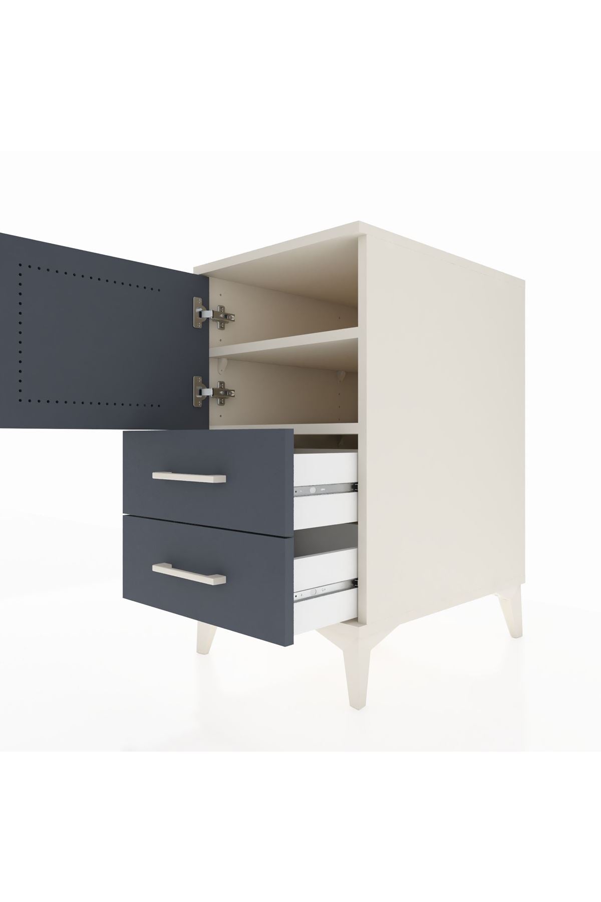 Kronos Komodin 2 Raflı 2 Çekmeceli Tek Kapaklı 44x59x80 Aytaşı-Antrasit