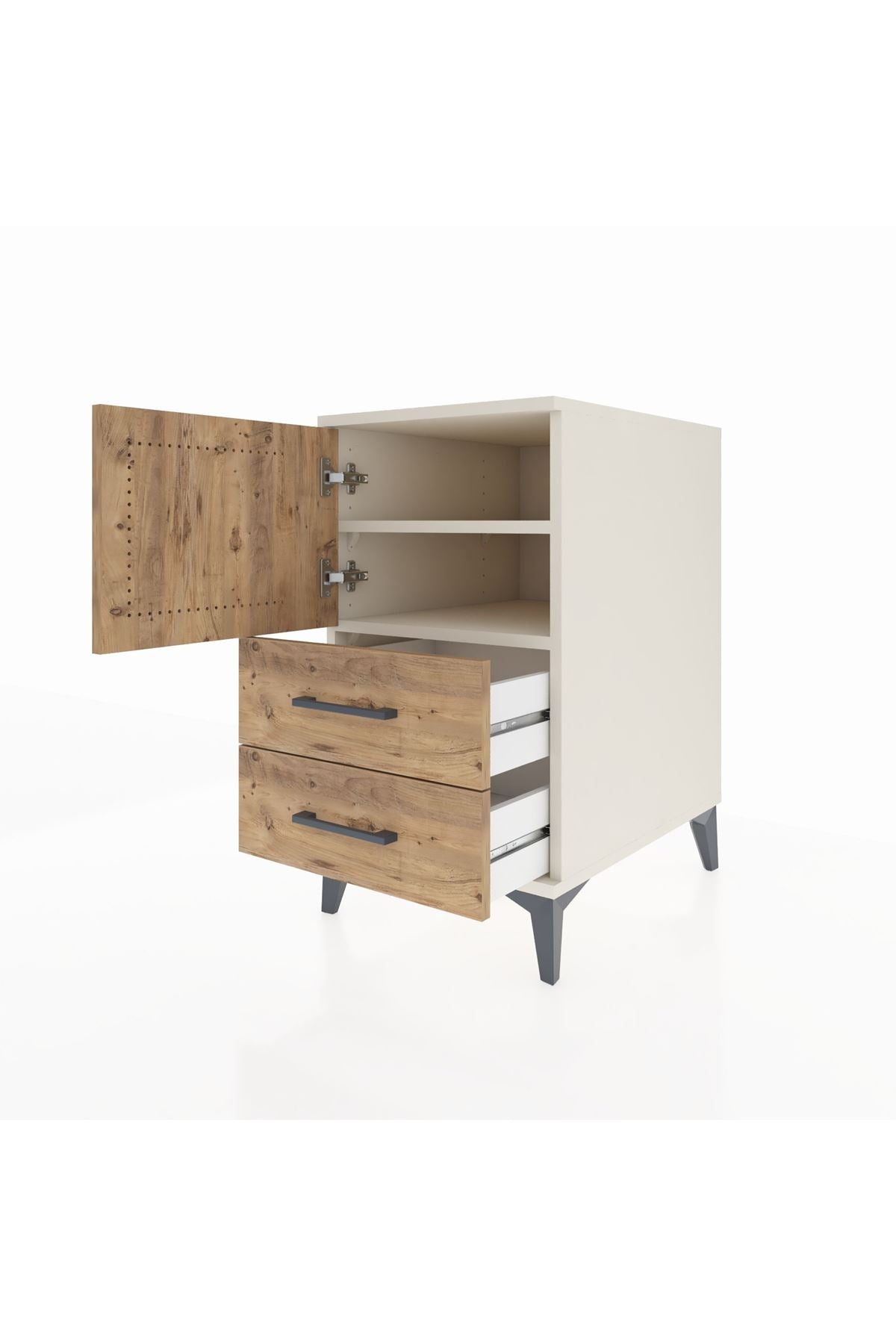 Kronos Komodin 2 Raflı 2 Çekmeceli Tek Kapaklı 44x59x80 Aytaşı-Çam