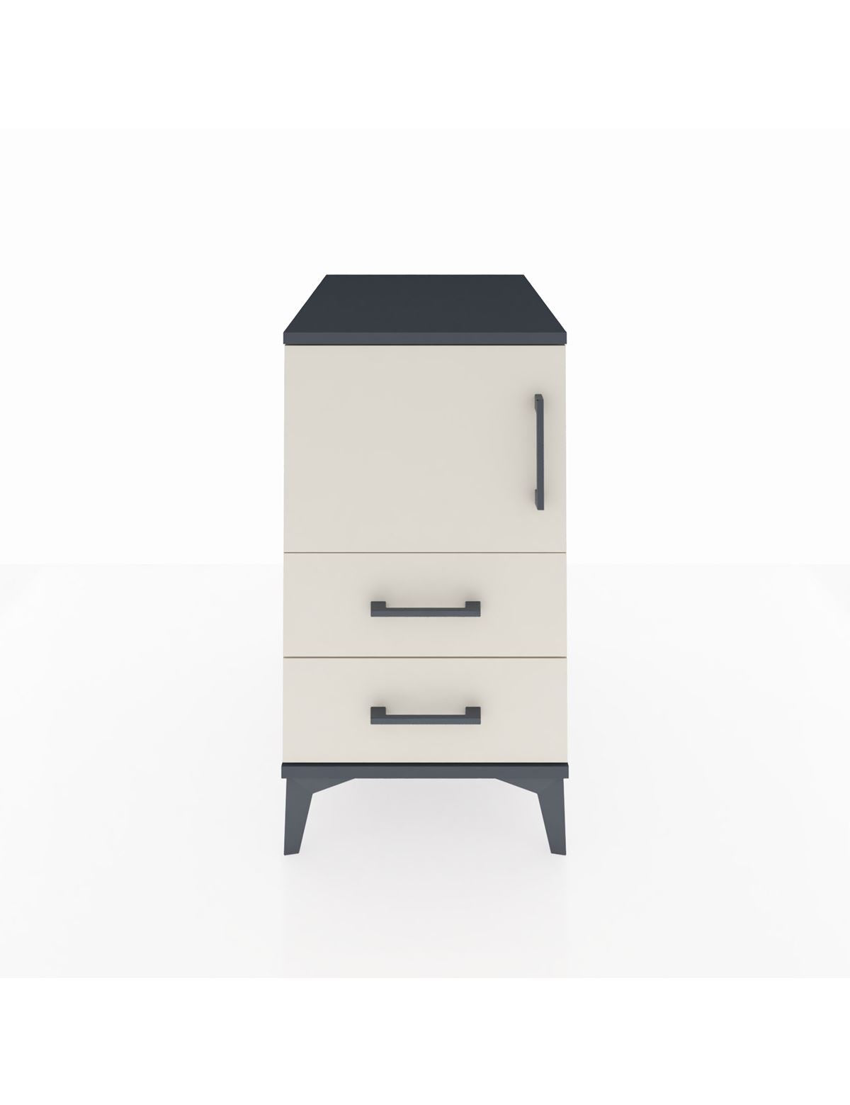 Kronos Komodin 2 Raflı 2 Çekmeceli Tek Kapaklı 44x59x80 Antrasit-Aytaşı