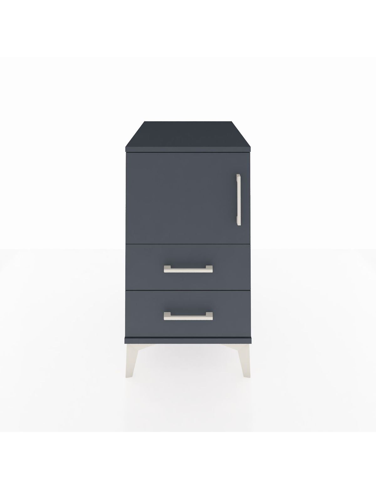 Kronos Komodin 2 Raflı 2 Çekmeceli Tek Kapaklı 44x59x80 Antrasit-Antrasit