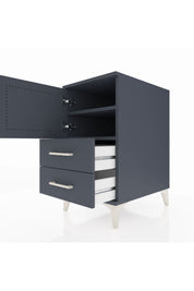 Kronos Komodin 2 Raflı 2 Çekmeceli Tek Kapaklı 44x59x80 Antrasit-Antrasit