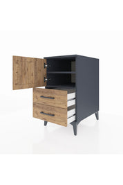 Kronos Komodin 2 Raflı 2 Çekmeceli Tek Kapaklı 44x59x80 Antrasit-Çam