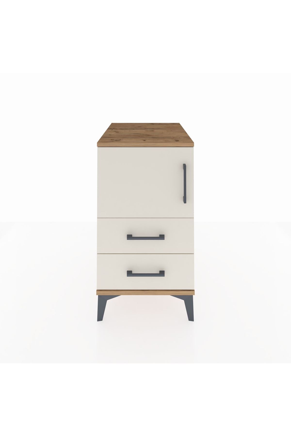 Kronos Komodin 2 Raflı 2 Çekmeceli Tek Kapaklı 44x59x80 Çam-Aytaşı