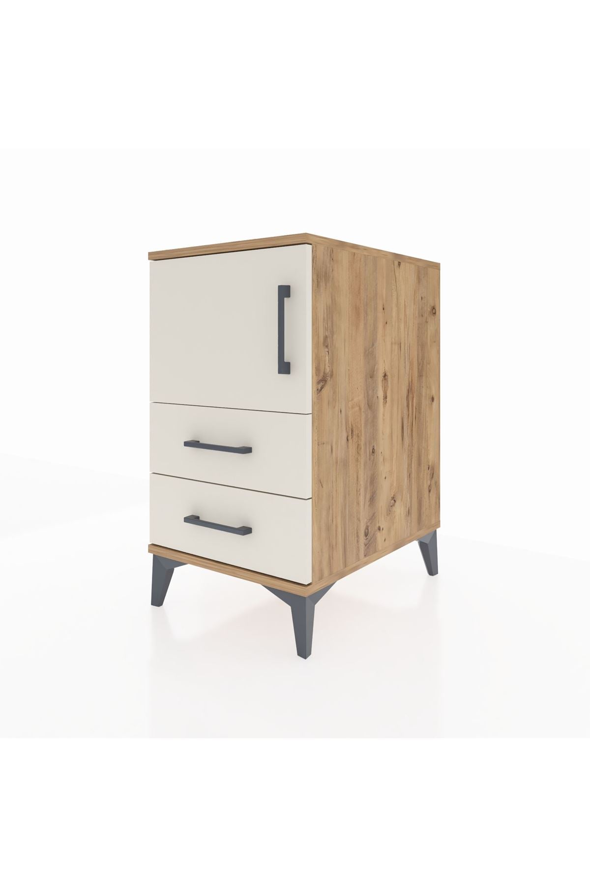 Kronos Komodin 2 Raflı 2 Çekmeceli Tek Kapaklı 44x59x80 Çam-Aytaşı